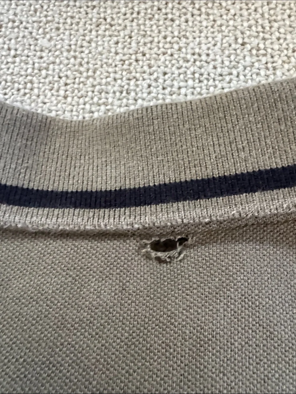 True Religion distressed Olive Green Polo with Contrast Trim